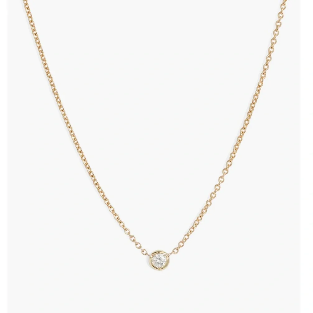 Bony Levy Petite Solitaire Diamond 14K g Gold necklace - Picture 1 of 8
